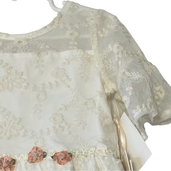 Laura Ashley London Victorian Lace Short Sleeve Dress Size 4 - Picture 3 of 11